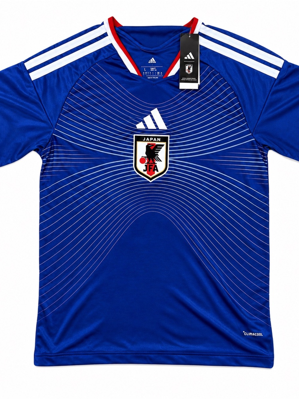 adidas Japan Blue Men's Football Jersey with Red Trim